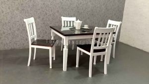 Meja Makan Jati 4 Kursi Stiped