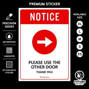 Notice Please Use The Other Door Thank You. Right Arrow. Sign Label Notice Signage. Laminated Waterproof Scratch Resistant. Suitable for Indoor and Outdoor.