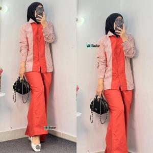 SETELAN CELANA KATUN HARUKA MIX POPLIN TERBARU/KEMEJA KATUN HARUKA CELANA POPLIN/SETCEL KEKINIAN/BUSUI FRIENDLY/BISA COD/PROMO TERBAIK