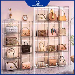 Transparent Magnetic Storage Box Handbag Storage Box Books Storage Box Doll Durable Stackable Box Perfume Boxarent 包包折叠收纳盒