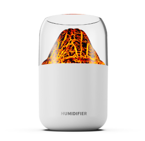 Volcano Humidifier 300ml Bedroom Colorful Usb Essential Oil Diffuser Flame HumidifierDesktop Silent Humidifier Night Light
