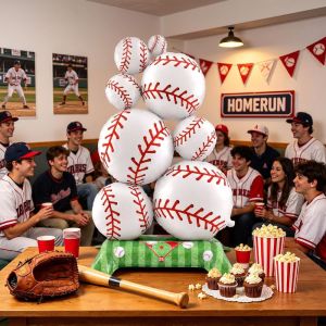 MODERNLUX Giant Football Baseball Basketball Balloons 59in Self Standing Birthday Party Balloon Durable Stable Base Sports Balloons for Sport Lover