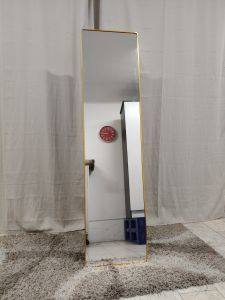 Full Length Mirror Modern Minimalist Style Gold & Black Aluminum Frame VM 300 - Bedroom Setting
