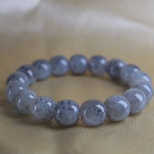 Natural Ink Splash Blue White Hetian Jade Bracelet 12*11mm Old Barrel Shape Smooth Single Loop Chinese Style Bracelet