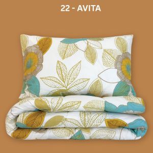 Printed 3in1 Bedsheet Set (Modern Linens – AVITA) | 3in1 Printed Bedsheet Set - 1 Fitted Sheet &2 Pillowcases (4in1 - with Flat Sheet/Blanket) | Single / Double / Queen | Printed Collection | Microfiber Bedsheet | Comforter | 3in1 Bedsheet | Easy Care