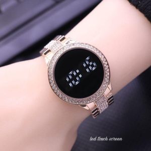 BAYAR DI TEMPAT !! JAM TANGAN LED TOUCH SCREEN BULAT RANTAI MATA PERMATA BERKUALITAS BAHAN IMPORT HARGA TERJANGKAU MEWAH MURAH MERIAH BONUS BATRE CADANGAN TERLARIS