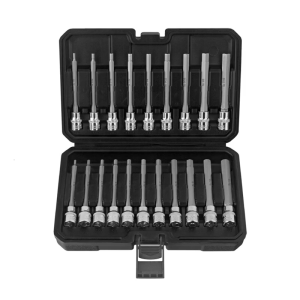 20PC Practical Extra Deep Hex Bit Sockets Set 3/8" Drive Includes Metric 3 12mm British 1/8 7/16" With Storage Case