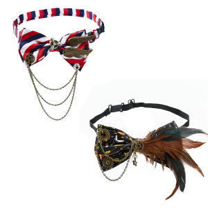 Aviation Theme Punk Necktie with Gear Design Breathable Adjustable Bowtie Neckpiece For Costume Event Masquerades
