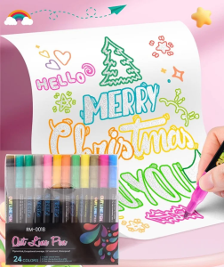 Highlighter Outline Double Line Stationery Glitter Gel Highlighter