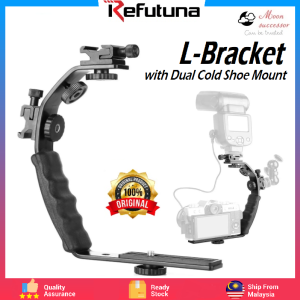Camera L-Bracket Mount Video Grip L-Bracket Handle Dual Flash Cold Shoe Mount L-Bracket Hand Grip