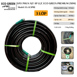 Dây phun áp lực ECO GREEN PREMIUM 8.5mm chiều dài 50m gắn đầu xịt dây curoa tưới cây phun thuốc...