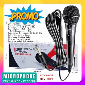 Microphone Professional Dynamic Advance MIC 884 MIC KABEL SEPERTI TOA SUARA MANTAP