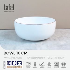 INDO KERAMIK Mangkok Bowl Bulat Lis emas HORECA 15 cm