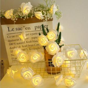 20LED Rose Flower String Lights Artificial Flower Bouquet Garland for Valentines Day Wedding Party