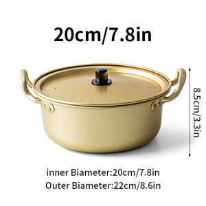 Fypo Aluminium Noodle Pot Korean Style Porridge Soup Pot with lid foods container Kitchenware Cooking Tools Hot Pot for Gas Cooker Kitchen Cookware Pot