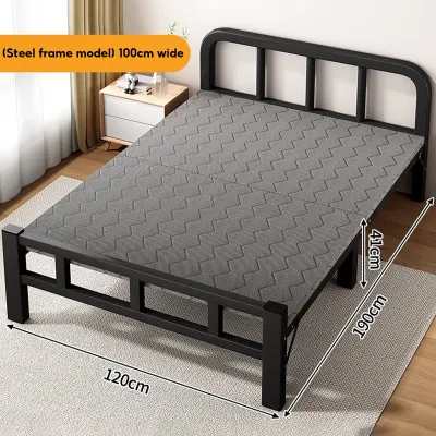 Bincoo Metal Folding Bed 75/100/120CM Portable Folding Bed for Dormitory Rooms Single Heavy Duty Bed Frame Sleeping Rest Bed Couch Load bearing 500kg