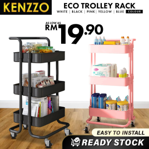 KENZZO 3 Tier Trolley Storage Racks / Office Shelves / Home Kitchen Rack / Book Shelving Toys / Trolley with wheel / Multifunction trolley rack / 3 4 5 Tier trolley rack / Echo