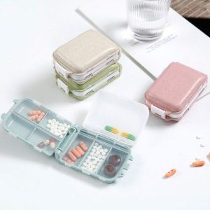 Sealed Three-layer Wheat Straw Medicine Box Travel Portable Daily Pill Case Medicine Dispenser Tablet Container Pill Organizer