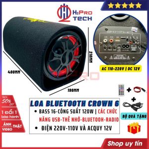 Loa Bluetooth Crown 6 Bass 16 Usb-Thẻ Nhớ-Radio Fm-Karaoke Loa Cho Ô Tô Super Bass Nghe Nhạc Cực Hay - H2Pro Tech