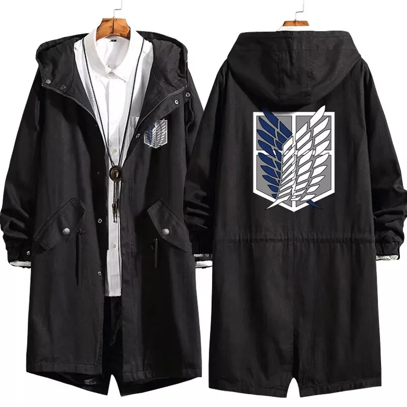 Attack On Titan Cosplay Trench Men Jackets Long Hoodie Shingeki No