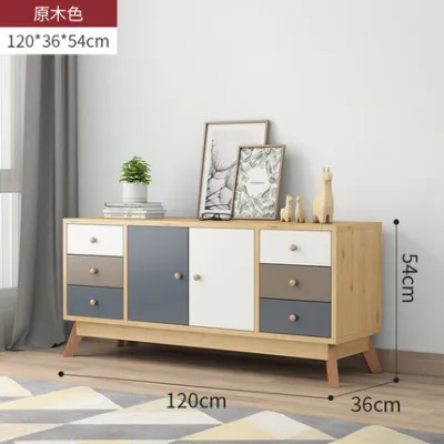 Chest of Drawers Solid Wood Raw Wood TV Cabinet Living Room Low Cabinet Bedroom Storage Stand With Door Side Cabinet
