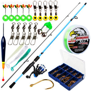 Fishing Rod Set Full Set Strong Spinning Fishing Rods 5.2:1GR Spinning Reels with Gifts Fishing for Fishing Rod Reel Set