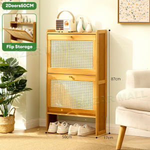 Shoe Cabinet 2/3Doors 50/70CM Flip Door Bamboo Shoe Rack Organizer Wood Shoe Organizer