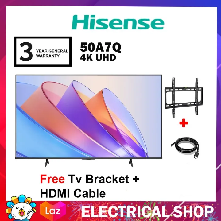 Hisense 50'' 50A7Q / 55'' 55A7Q 4K UHD A7Q Series Smart tv Television (FREE HDMI CABLE AND TV BRACKET)