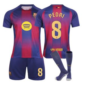 AE New 2526 Barca home jersey 9 No. 19 Yamal 8 Pedri 10 Short-sleeved football jersey set