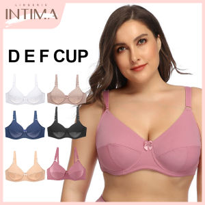 INTIMA Womens Plus Size Bra Thin Full Coverage Firm Support Control Underwire Lingerie Big Breast C D Cup Smooth Surface Feel Cool Seamless Ice Silk Bralette