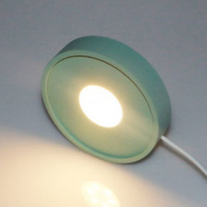 Modern style pink white round wooden light stand with LED display bases small table lamp crystal glass resin art centerpieces