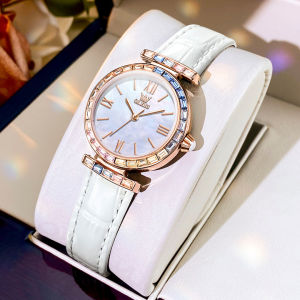 OLEVS 9007 Fashion Women Quartz Watch Gift Leather Watchband Round-dial Wristwatch