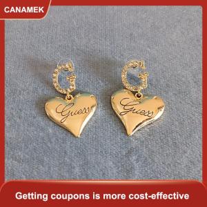【CANAMEK 】 1Pair Trendy Heart Metal Drop Earrings For Women Girls Korean Style Big Love Heart Letter G Studs Earring Fashion Jewelry Gift