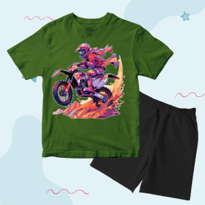 Code8.id DTF2 Baju Setelan Anak Laki laki Distro Karakter Motor Jemping Lucu 1 - 10 Tahun