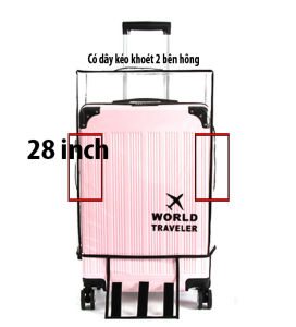 HCM Trùm bọc vali nhựa 20-24-28-30 inch trong suốt có dây kéo các khe mới hiện đại hơn (Hàng đẹp)