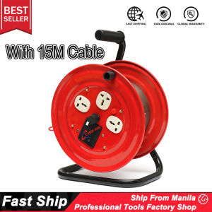 Supertools TST‑EWCR 15M 30M 50 Meters Heavy‑Duty Cable Reel Extension Cord Portable Power Cable Extension Reel with Safety Breaker for Workshop Farm & Outdoor Jobs