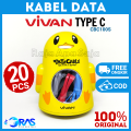 KABEL DATA VIVAN CBC100 TYPE C Kaleng Isi 20 Pcs & 10 Pcs - Kabel Vivan Tipe C  Kabel Data Type C  Kabel Vivan Isi 20 Pcs  Data Cable  Kabel Vivan Type C  Cabel Charger Fast Charging  Tipe C Kabel Casan Toples Kaleng Isi 20Pcs 20 Buah. 