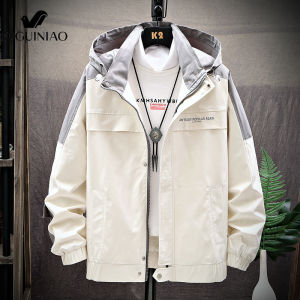 FUGUINIAO Mens Jacket Hoodie Korean Style Trend All-match Loose Fashion Handsome Hooded Top