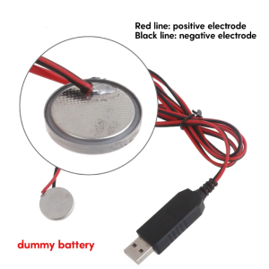 USB to 3V CR2032 Dummy Charging Cable Cord for CR2032 3V Button Cell Powered Watch Remote Control Toy