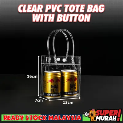 Clear PVC Tote Bag With Button Soft Transparent Multifunctional Packaging Bags With Beg Tangan PVC