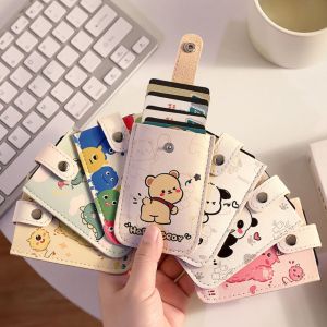 COLOO Pull-out Type Cartoon Card Bag Winnie the Pooh PU Leather Card Holders Clutch Portable Clutch Bag Short Wallet Women