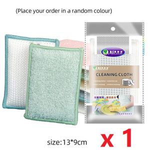 Sponge Cleaning Cloth Good Water Imbibition Soft Reusable Double Side Kitchen Tableware Bamboo Fiber Dish Washing Brush