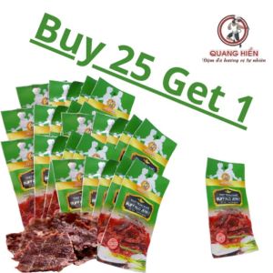 25 gói tặng 1 gói khô trâu vị sả buffalo jerky Quang Hiển đậm đà hương vị tự nhiên gói 20gr
