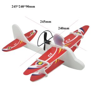 YUDESHUI có đèn LED Máy bay lượn hai tầng cánh bằng xốp lớn chạy điện 245mm9mm24mm Có thể sạc lại bằng USB Máy bay phóng tay PP Máy bay lượn