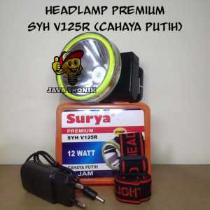 Senter Kepala Surya LED SYH-V125R 12W Premium Cahaya Putih Headlamp Rechargeable Original.