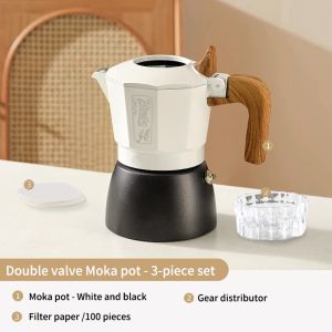BINCOO Double Valve Moka Pot Home Espresso Small Latte Coffee Maker Set Coffee Utensils 2Cups
