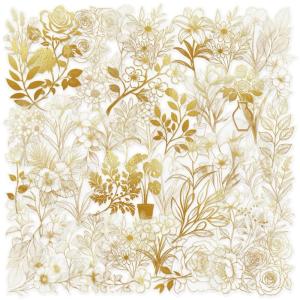 50 Sheets Floral Decal Reward Sticker Scrapbooking Sticker Flowers Decal Sticker Golden Sticker