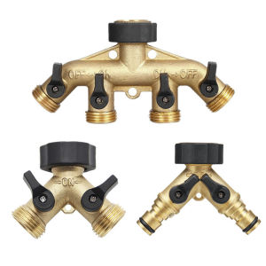 Fast Shipping 3/4" 2/4 Way Brass Garden Hose Splitter Y-Type Watering Tap Connector Distributor For Outdoor Tap and Faucet