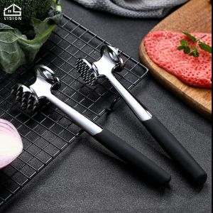 Vision Kitchen Meat Tenderizer Hammer Mallet for Pounding Beef Steak Chicken Pork Double-sided Meat Hammer Aluminum alloy Cookware Kitchen Accessories