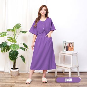 ANGGUN Daster Karet Tengah ( Size L ) Bahan Katun / Daster Busui / Karet Pinggang / Daster Polos